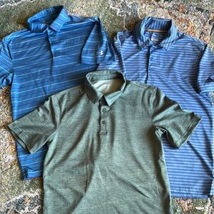 UNDER ARMOUR BUNDLE OF 3 MENS GOLF SHIRTS IN SZ S…ADIDAS AND BCG…GENTLY WORN!!!